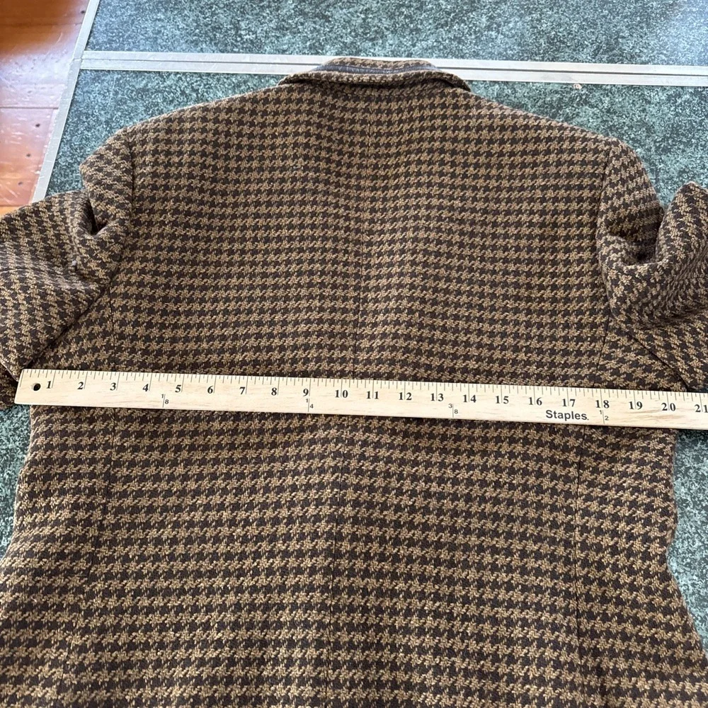 Talbots Herringbone Women Made In Italy Brown Wool Cashmere Silk Blend Blazer 14 - Picture 10 of 14